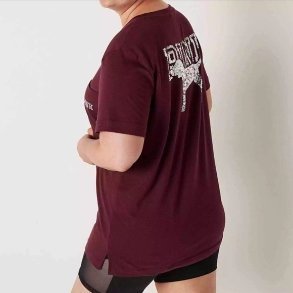 PINK VS Campus Sequins Short Sleeve Tee Top New With Tag - Picture 11 of 14